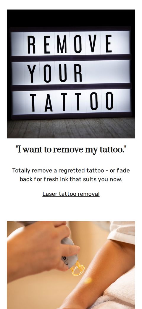 Skin Review Laser tattoo removal section on a phone